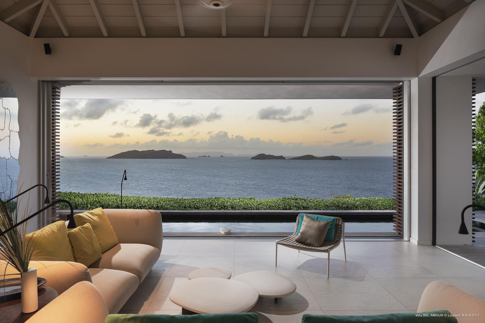 BelAmour living room sunset